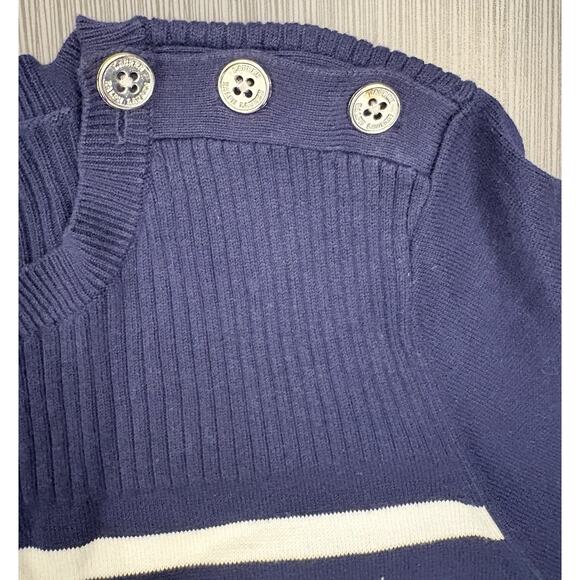 Lauren Ralph Lauren Navy/Blue Striped Sweater Size XL Nautical Coastal - Picture 3 of 5
